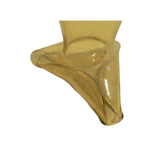 Vase Art Glass Gold Yellow Tall Folded Lip top Mid-Century - Picture 9 of 12